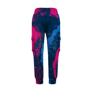 Pantalon Cargo en coton pour hommes OEM taille haute coupe ample multi-poches léger décontracté Streetwear fermeture à la taille élastique lavage léger - Product Image 2