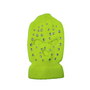 Custom Logo High Quality Handmade Knitted Designer <b>Ski</b> 3 Hole Bling Bling Balaclava With Full Rhinestone for Adults - Product Image 4