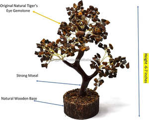 Arbre artisanal en pierre semi-précieuse Œil de tigre (300 pierres), qualité supérieure, naturel, pour la guérison REIKI et le Feng Shui domestique, fait main, vente en gros - Product Image 4