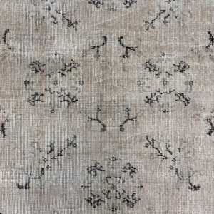 Turkish Vintage Rug 3.5x6.3 ft (106x191 cm), <b>Brown</b> Solid <b>Wool</b> Rug - Product Image 3