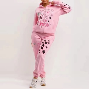 ชุดเซ็ตแทรคสูทลำลองแบบมีฮู้ดผูกเชือก สไตล์วินเทจฟอกสี ระบายอากาศ แห้งเร็ว 2 ชิ้น ทรงบอมเบอร์ โอเวอร์ไซส์ ทรงหลวม สีพื้น - Product Image 4