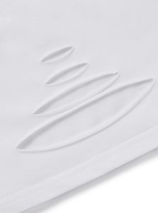 Camiseta desgastada con gráfico de dedo de calavera para mujer, Tops cortos de manga corta rasgados compuestos de 95% algodón y 5% Elastano - Product Image 6