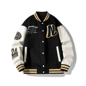 Bonne qualité hommes Letterman veste Varsity vestes 100% laine cuir véritable hiver Design personnalisé et couleur noir Letterman veste - Product Image 5