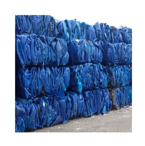 Chatarra de tambor azul de HDPE prensada, lista para exportar. Chatarra de plástico HDPE, tambor azul prensado. - Product Image 2