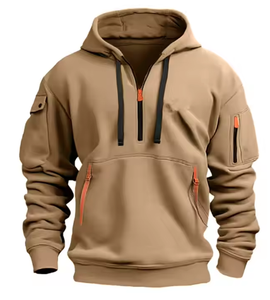 Sweat à capuche en bambou 100% coton personnalisable pour hommes hiver Style décontracté 3D gaufré polaire impression numérique conception solide à capuche - Product Image 1