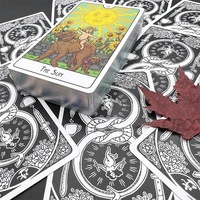 Cartes de tarot et d'oracle de qualité supérieure, personnalisées, avec impression holographique dorée et livret