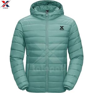 Chaqueta acolchada impermeable ligera para hombre de moda, cuello levantado, cierre de cremallera, ropa de abrigo de invierno transpirable de poliéster/nailon - Product Image 1