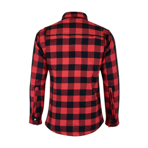 Camisa de Franela Protectora para Motocicleta a Cuadros Rojos y Negros, Forro de Algodón, Almohadillas Protectoras Extraíbles con Certificación CE, Talla Grande, Ignífuga - Product Image 3