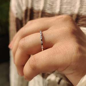 White Gold Diamond Wedding Band Round Cut Stackable Diamond <b>Rings</b> - Product Image 3