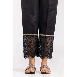Pantalon Salwar en soie brute noire brodée TR-22-28 - Product Image 3