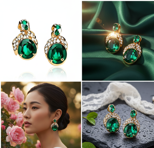 Elegantes pendientes colgantes verdes de Plata de Ley 925 para mujer joyería de moda para bodas y fiestas - Product Image 4