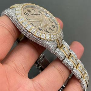 Luxury Two Tone <b>Iced</b> <b>Out</b> Moissanite <b>Watch</b> with VVS1 Diamond Dial Hip Hop Jewelry Style - Product Image 2