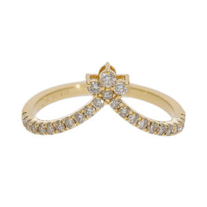 14K Yellow Gold Diamond <b>Ring</b> Unique Double Band Design Natural Brilliant-Cut Diamonds with Prong Setting <b>Split</b> Shank <b>Ring</b> - Product Image 1