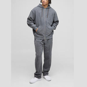 Chándales Deportivos de Gran Tamaño con Lavado Ácido y Logotipo Personalizado de Alta Calidad al por Mayor OEM, Sudadera con Capucha y Cremallera Completa para Hombre - Product Image 1