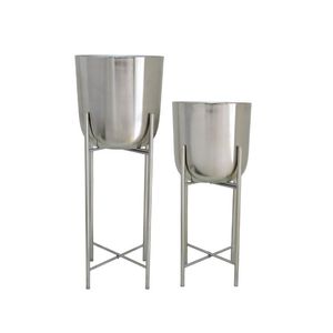 Jardinière ronde d'intérieur dorée avec support, pot de fleurs moderne en métal pour salon, chambre, couloir, bureau, décoration de jardin à domicile - Product Image 4