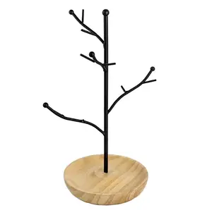 New tree hanger metal wood black jewelry stand made in India for storing necklace bracelet earring dressing room home shop 2023