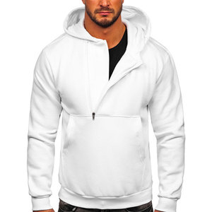 Sweat-shirt épais d'automne à capuche blanc pour hommes-100% polyester - Product Image 1