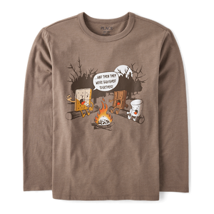 T-shirt graphique de camping en plein air pour garçons en marron avec design Smores - Product Image 2