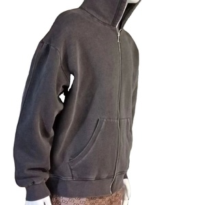 Plus Size Premium quality Vintage Distressed Hoodie Men Boxy zip hoodie puff print blank zip up hoodies - Product Image 4