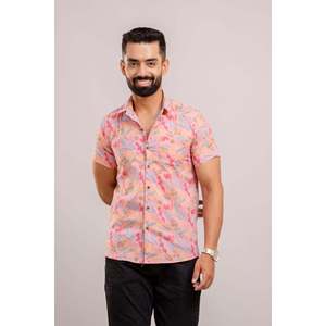Chemise décontractée en coton pour homme, imprimé floral rose, manches courtes, respirante, en popeline tissée satinée, tailles XL à 6XL, style occidental - Product Image 3