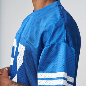 Maillot de football à col côtelé et encolure en V, coupe ample, tricoté en polyester/coton, coupe classique, manches courtes imprimées, écologique - Product Image 4