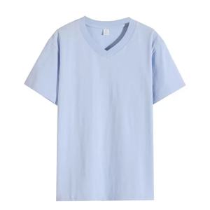 Camiseta de Verano para Hombre, 210G, 100% Algodón, Corte Regular, Color Sólido, Impresión de Logotipo Personalizado, Camiseta Básica Blanca con Cuello en V - Product Image 2