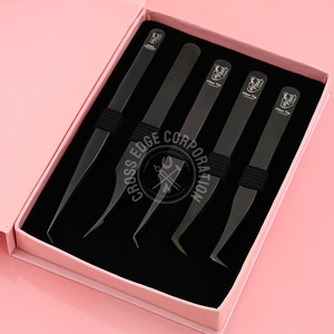 Custom Eyelash Extension Tweezer 90 Degree Fiber Tip Fine X Tip Straight Isolation Diamond Grip Nonslip <b>Tool</b> - Product Image 4