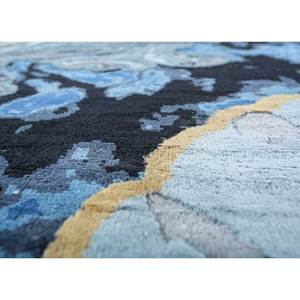 Tapis en soie bleus noués à la main, tissés avec des gemmes, Sps-30, style patchwork rectangulaire à motif médaillon Tabriz, pour adolescents - Product Image 3