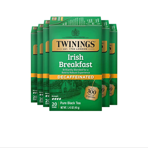 Twinings Decaffeinated Irish Breakfast <b>Black</b> Tea Individually <b>Wrapped</b> Bags, 20 Count (Pack of 6) 120 Teabags - Product Image 1