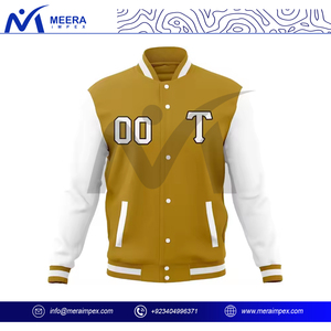 Veste universitaire multi-couleurs pour hommes OEM de qualité supérieure Logo personnalisé 100% veste de baseball surdimensionnée en tissu de coton côtelé pour hommes - Product Image 3