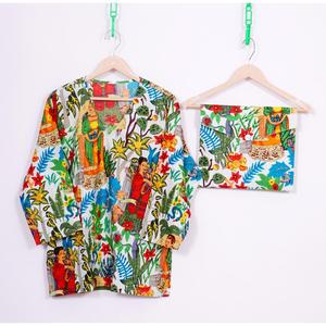 Conjunto de Pijama de Algodón con Estampado Floral para Mujer, Alta Calidad, Manga 3/4, Ropa de Verano, Talla XL, Precio Bajo, de la India - Product Image 2