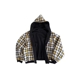 Custom Logo Yellow Plaid Double-Sided Zipper <b>Hoodie</b> <b>Men</b> American Vintage <b>Black</b> <b>Hoodie</b> Jacket Casual Loose Fit Streetwear - Product Image 5