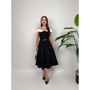 Vestido A-Line con Tirantes y Cintura Natural con Detalle de Cinturón, Modelo 4012 Allergic Bust - Product Image 3