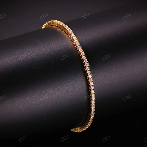 High Quality 2mm 6.5 Inch Full White VVS Moissanite <b>Gold</b> Plated Sterling Silver Tennis Bracelet Elegant Wholesale Price Unisex - Product Image 2