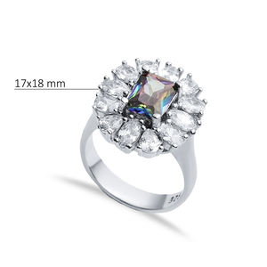 Rectángulo místico Topacio CZ piedra racimo anillo turco hecho a mano venta al por mayor 925 joyería de plata esterlina - Product Image 2