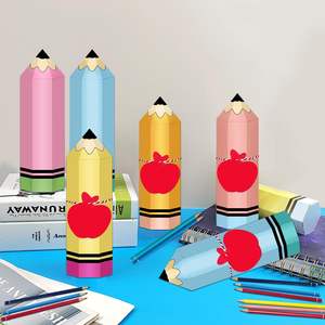 Crayon de couleur boîtes à friandises <span class=keywords><strong>avec</strong></span> étiquettes corde papier cadeau conteneur retour à l'école crayon bonbons boîtes classe fête d'anniversaire décor - Product Image 1