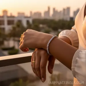 Women's Silver <b>Fashion</b> <b>Tennis</b> <b>Bracelet</b> with White Gemstones - Product Image 2