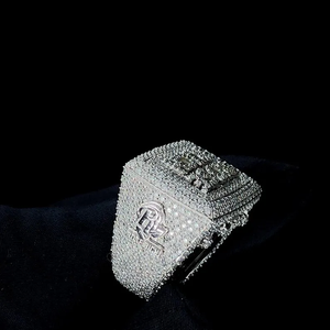 925 <b>Silver</b> Square Custom Letter VVS Moissanite Diamond <b>Ring</b> Iced Out Hip Hop Luxury Statement <b>Men</b> Women Party Wear <b>Ring</b> - Product Image 4