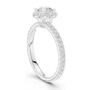 Anillo de Compromiso con Halo de Diamantes de Laboratorio Redondos Brillantes de 1.178 CT, Claridad VVS-VS EF, Oro de 18K, 14K, 10K y Plata 925, Moissanita - Product Image 5