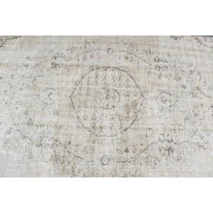 Tapis turc, tapis vintage de 3,9 x 8,8 pieds, tapis en laine blanc et gris à pois - Product Image 4