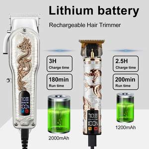 Juego de Cortadoras de Pelo Inalámbricas Profesionales para Hombre, Recortadora con Cuchilla en T, Pantalla LED, Idioma Francés, Resistente al Agua IPX7, Batería - Product Image 3