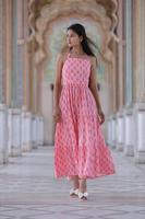 Vestido Maxi de Verano Hecho a Mano, 100% Algodón, Sin Mangas, Cuello Cuadrado, Estampado Floral, Ecológico, Casual, Elegante, Corte Evase