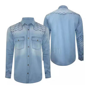 Chemise en jean pour hommes sur mesure dernière conception pas cher prix chemise en jean pour hommes meilleure vente surdimensionnée - Product Image 3