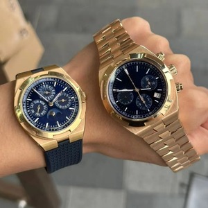 Luxury Men's Gold Tone Mechanical Watch 42mm Sapphire Crystal <b>Chronograph</b> Analog Dial Stainless Steel Band Folding Clasp - Product Image 3