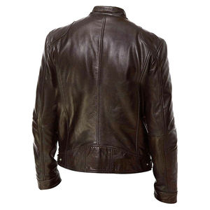 Nouveautés Prix de gros Haute qualité Design Veste en cuir pour homme Veste de moto Slim Fitness Confortable Col montant Hiver - Product Image 4