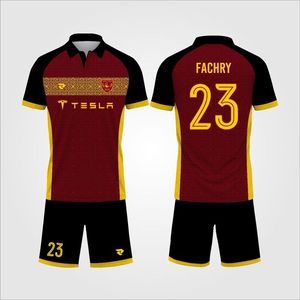 Uniforme de fútbol de diseño personalizado de calidad superior, Conjunto de camiseta de fútbol, logotipo de equipo personalizado, nombre, cuello en V, manga 3/4, malla de poliéster 100% - Product Image 2
