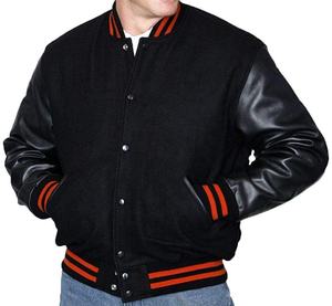 Vente en gros de vestes Letterman Varsity pas chères personnalisées avec manches en cuir blanc véritable CollegeBaseballjacket pour hommes expédition DDP - Product Image 5