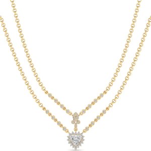 REYES brillante doble capa corazón corte 5,53 quilates moissanita colgante lujo 14K 18K 22K oro sólido regalos joyería fina para mujeres - Product Image 6