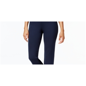 Pantalon palazzo bleu taille haute coupe droite pour femme JM Collection, anti-plis et respirant, petite taille S - Product Image 2