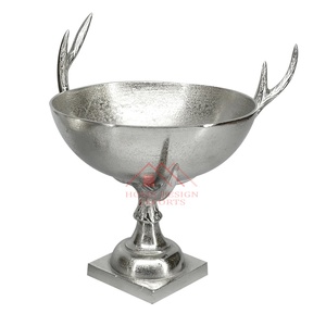 Base de piédestal de conception d'hôtels et de restaurants bol de fruits de service Vases de bol de fleur de forme ronde martelés à la main antiques d'or pour la maison - Product Image 4